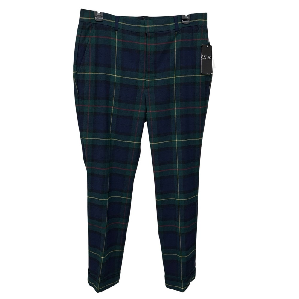 NWT Lauren Ralph Lauren Plaid Wool Blend Lined Pants‎ Women's Size 8 Holidays